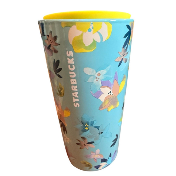 Starbucks 2023 Blue Magnolia 12 Oz Mug Twist Lid Spring Collectible Discontinued - Picture 1 of 9